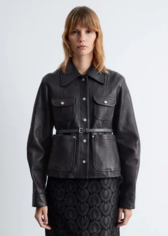 Patch-Pocket Leather Jacket