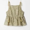 Peplum-Frill Strap Top