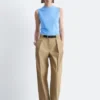 Pleated Barrel-Leg Trousers