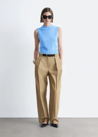 Pleated Barrel-Leg Trousers