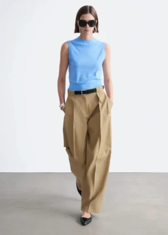 Pleated Barrel-Leg Trousers