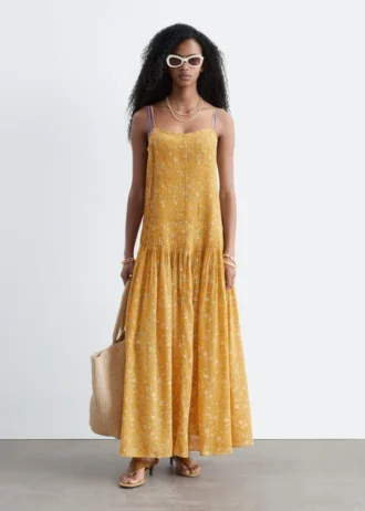 Pleated Bodice Maxi Dress