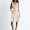 Pleated Cotton Midi Skirt