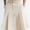 Pleated Cotton Midi Skirt