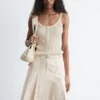 Pleated Cotton Midi Skirt