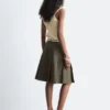 Pleated Cotton Midi Skirt