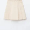 Pleated Cotton Midi Skirt