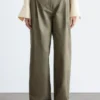 Pleated Cotton Trousers
