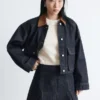 Pleated Denim Mini Skirt