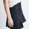 Pleated Denim Mini Skirt