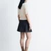 Pleated Denim Mini Skirt