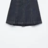 Pleated Denim Mini Skirt