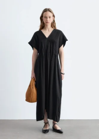 Pleated Dolman Midi Dress