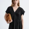 Pleated Dolman Midi Dress