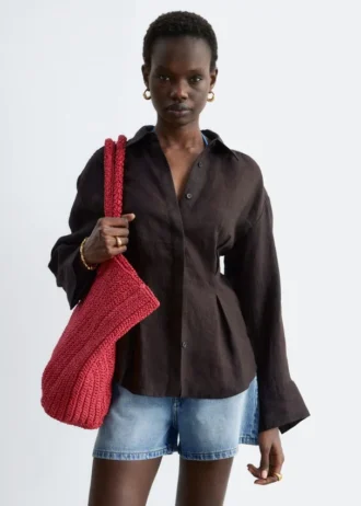 Pleated-Waist Linen Shirt