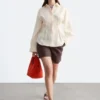 Pleated-Waist Linen Shirt