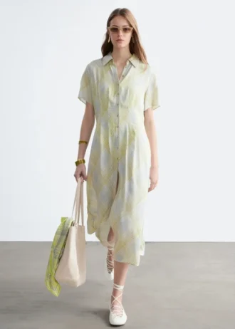 Pleated Waist Shirt Dress