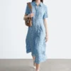 Pleated Waist Shirt Dress