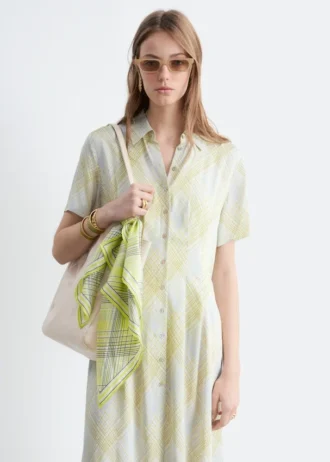 Pleated Waist Shirt Dress