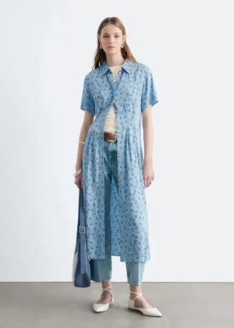 Pleated Waist Shirt Dress
