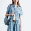 Pleated Waist Shirt Dress