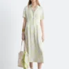 Pleated Waist Shirt Dress