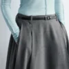 Pleated Wool Midi Skirt