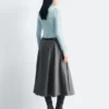 Pleated Wool Midi Skirt