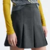 Pleated Wool Mini Skirt