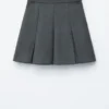 Pleated Wool Mini Skirt