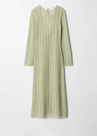 Pointelle-Knit Midi Dress