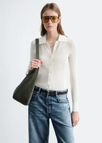 Pointelle Rib Polo Shirt