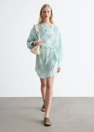 Printed Cowl-Neck Midi Dress