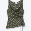 Printed Drawstring Silk Top