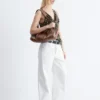 Printed Drawstring Silk Top