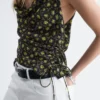 Printed Drawstring Silk Top