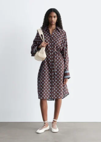 Printed Silk-Cotton Midi Dress
