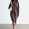 Printed Silk-Cotton Midi Dress