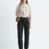 Printed Tie-Neck Silk Blouse