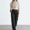 Printed Tie-Neck Silk Blouse