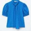 Printed Tie-Neck Silk Blouse