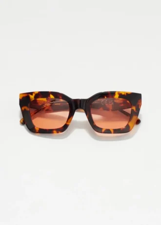 Rectangular-Frame Acetate Sunglasses