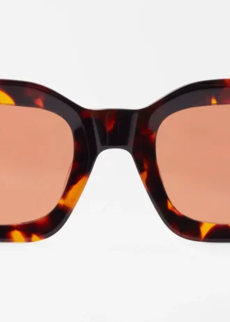 Rectangular-Frame Acetate Sunglasses
