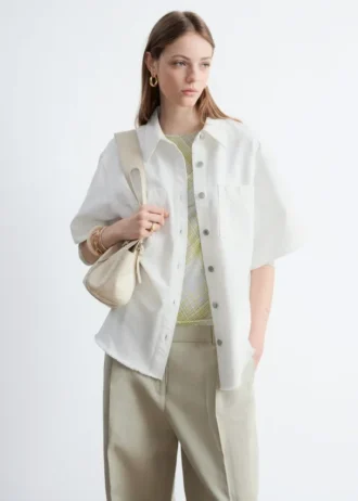 Relaxed Short-Sleeve Denim Shirt