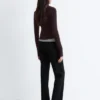 Rib-Knit Merino Wool Polo Top