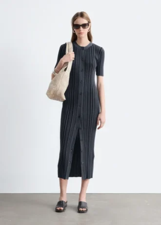 Rib-Knit Midi Dress