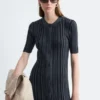 Rib-Knit Midi Dress