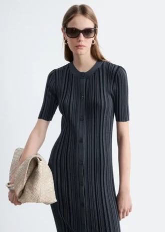 Rib-Knit Midi Dress
