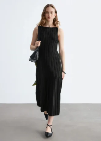 Rib-Knit Midi Dress