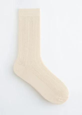 Rib-Knit Silk-Blend Socks